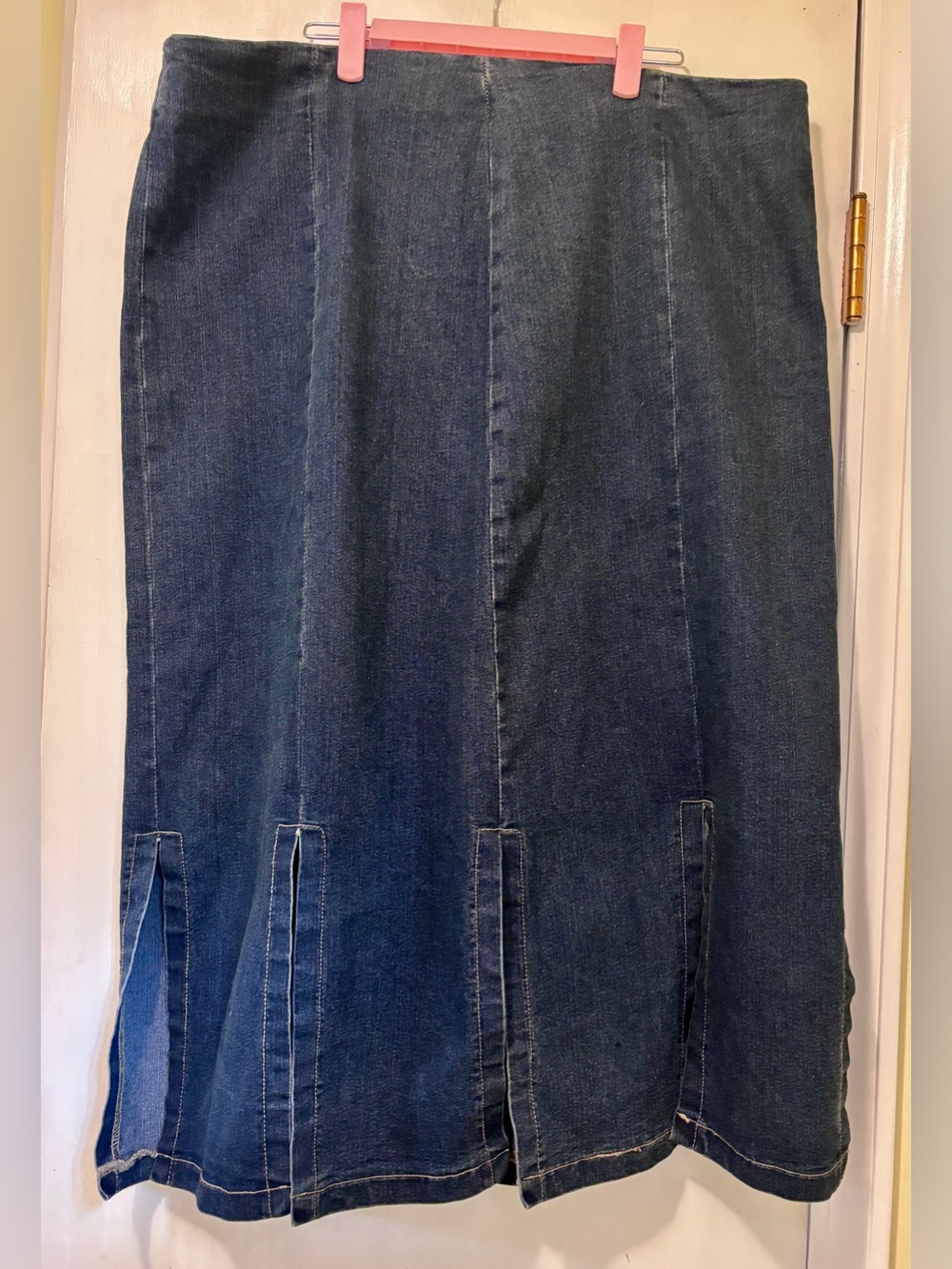 Ashro Denim Modest Classic Midi Jean Skirt W Slits Plus Size 20W